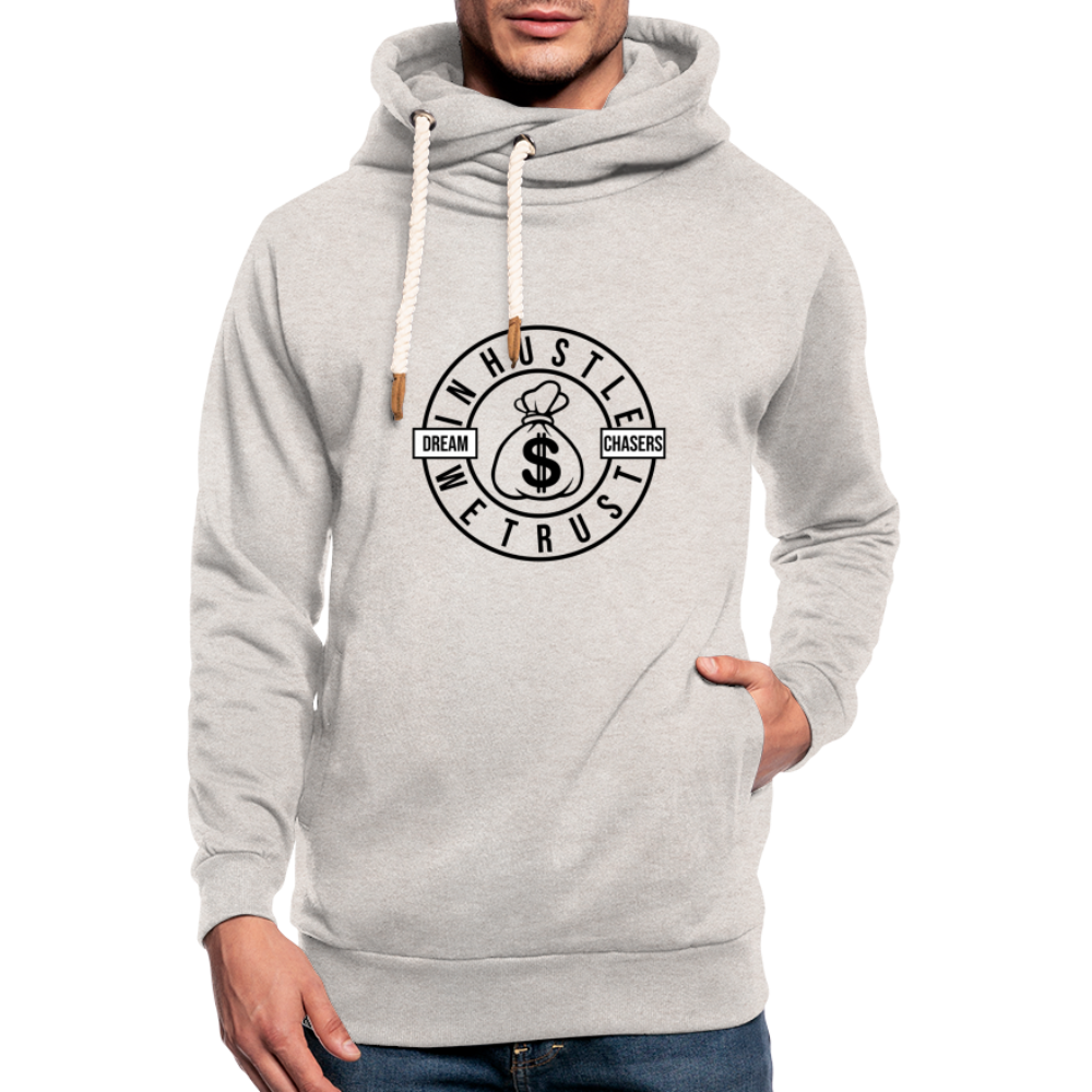 "In Hustle" Shawl Collar Hoodie - heather oatmeal