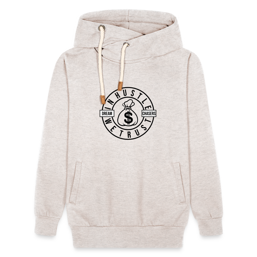 "In Hustle" Shawl Collar Hoodie - heather oatmeal