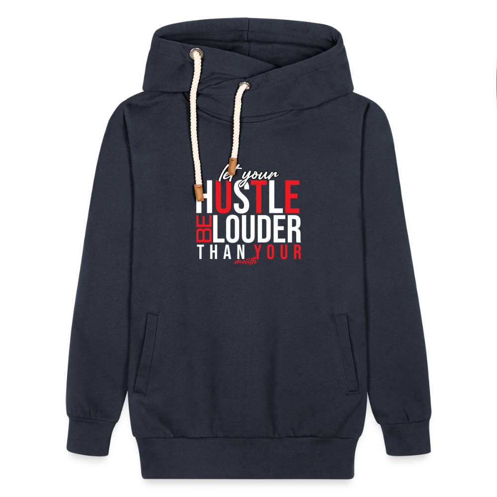"Let Your Hustle" Shawl Collar Hoodie - navy