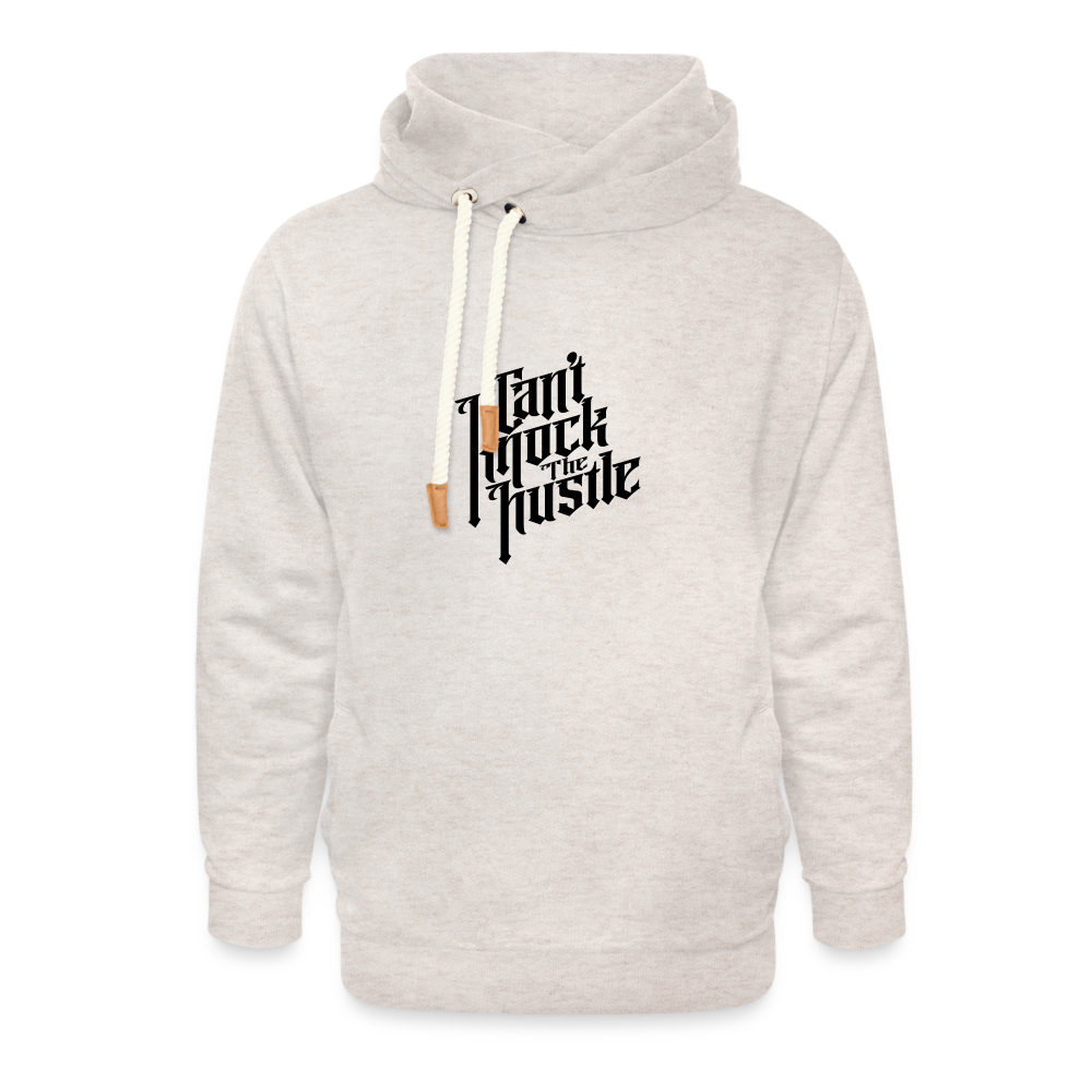 "Cant Knock the Hustle" Shawl Collar Hoodie - heather oatmeal
