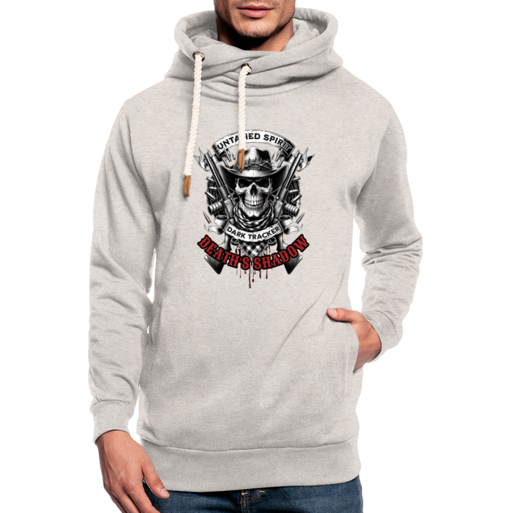 "Deaths Shadow" Shawl Collar Hoodie - heather oatmeal