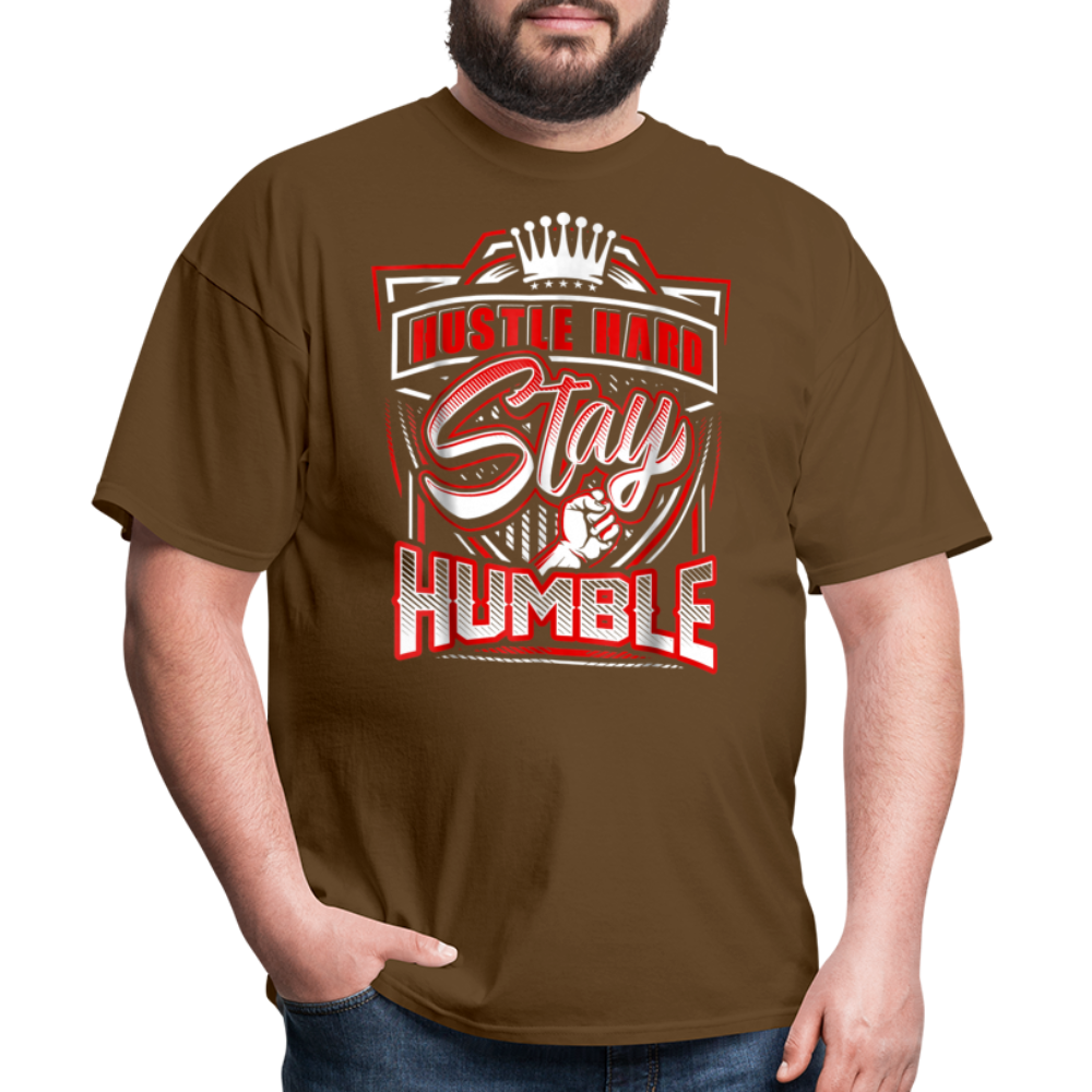 Hustle Hard, Stay Humble T-Shirt - brown