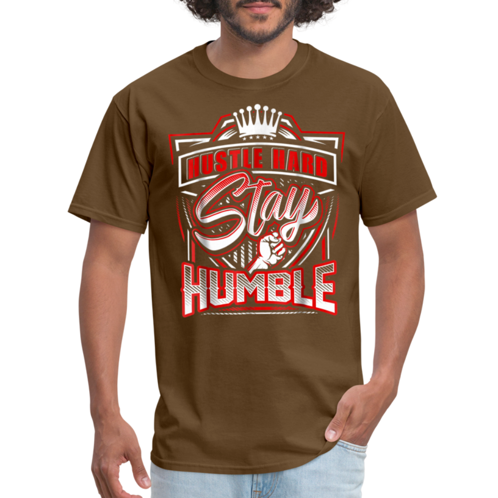 Hustle Hard, Stay Humble T-Shirt - brown