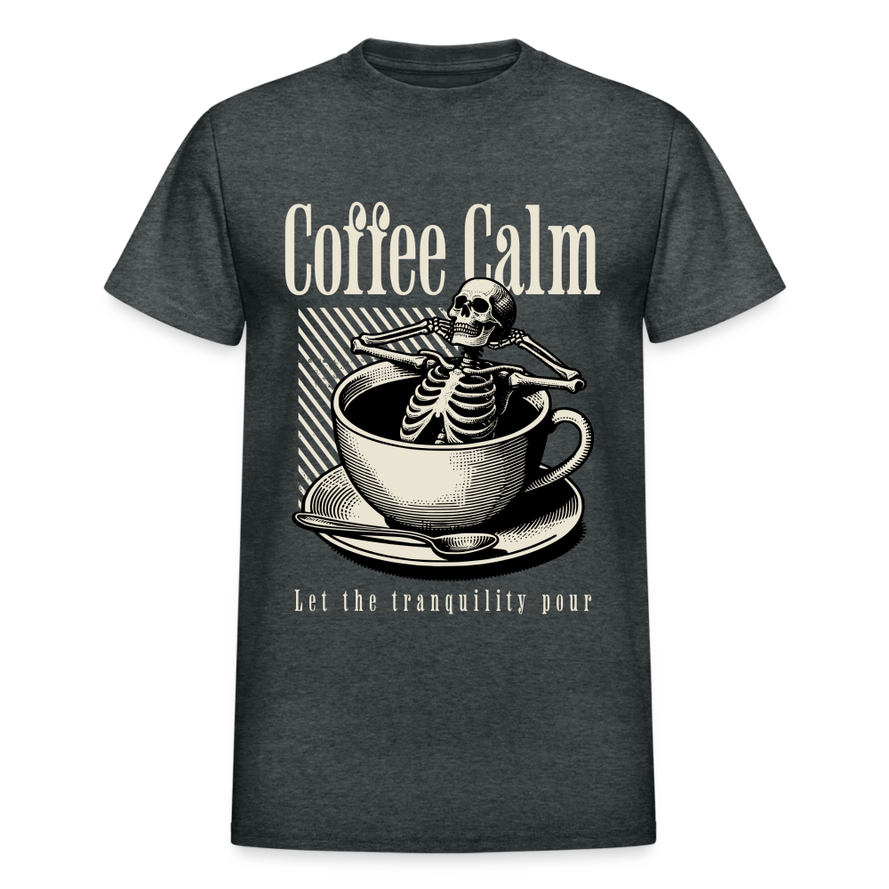 "Coffee Calm" Gildan Ultra Cotton Adult T-Shirt - deep heather