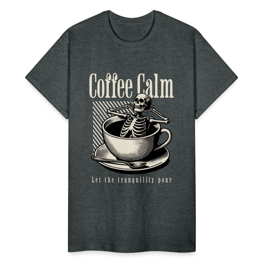 "Coffee Calm" Gildan Ultra Cotton Adult T-Shirt - deep heather