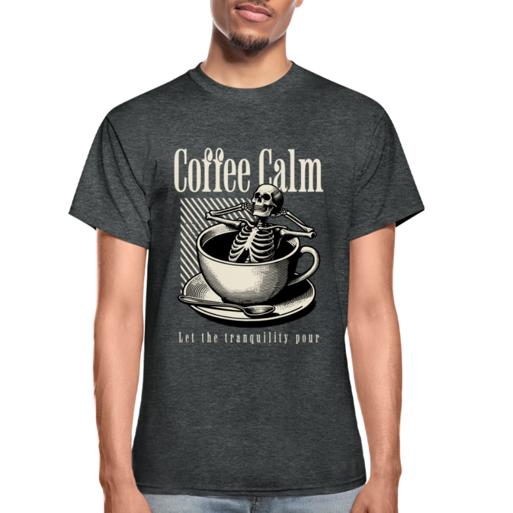 "Coffee Calm" Gildan Ultra Cotton Adult T-Shirt - deep heather