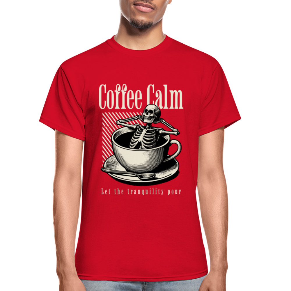 "Coffee Calm" Gildan Ultra Cotton Adult T-Shirt - red