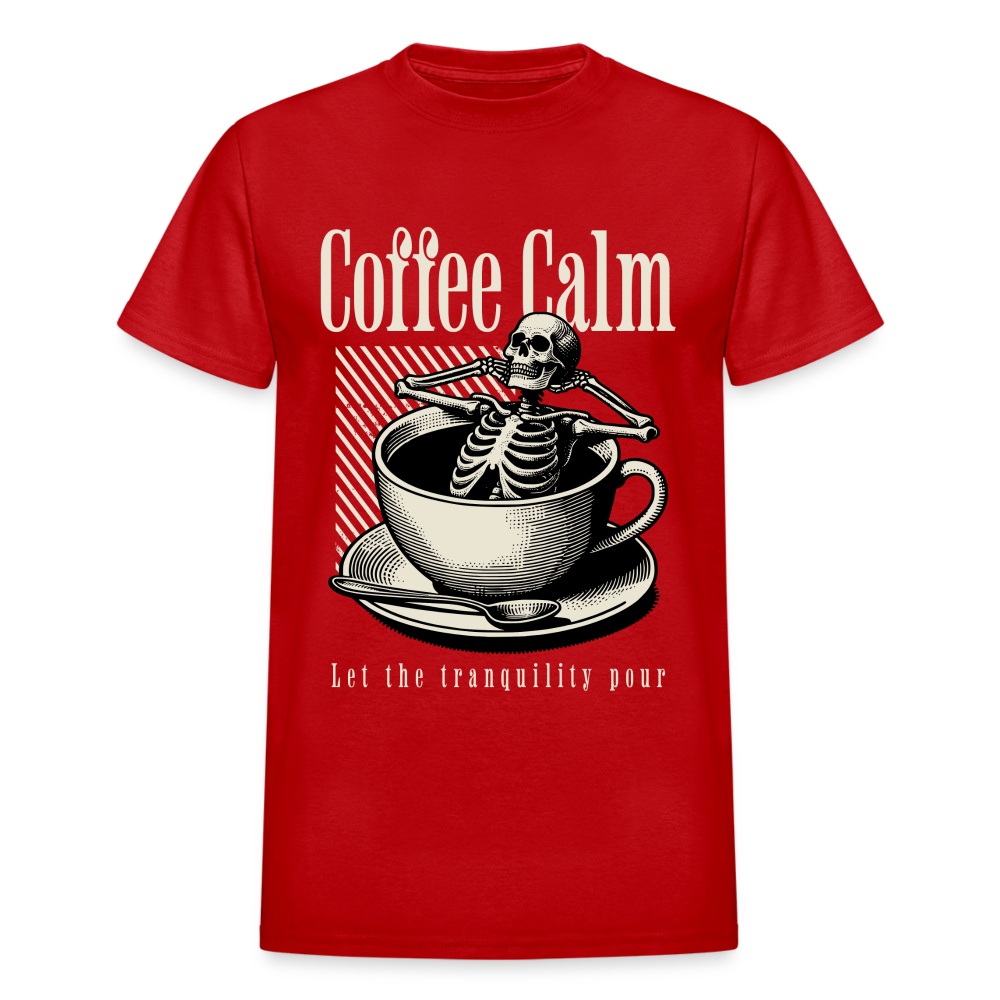 "Coffee Calm" Gildan Ultra Cotton Adult T-Shirt - red