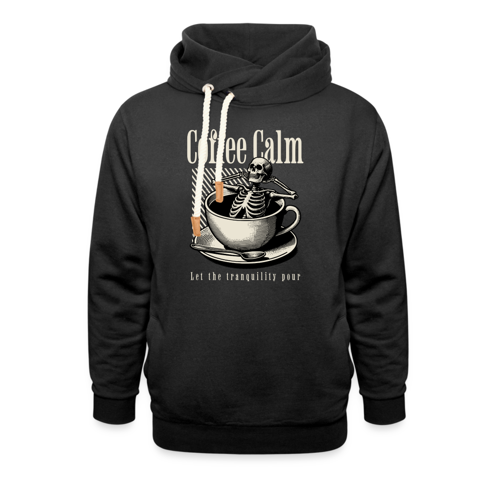 "Coffee Calm" Shawl Collar Hoodie - black