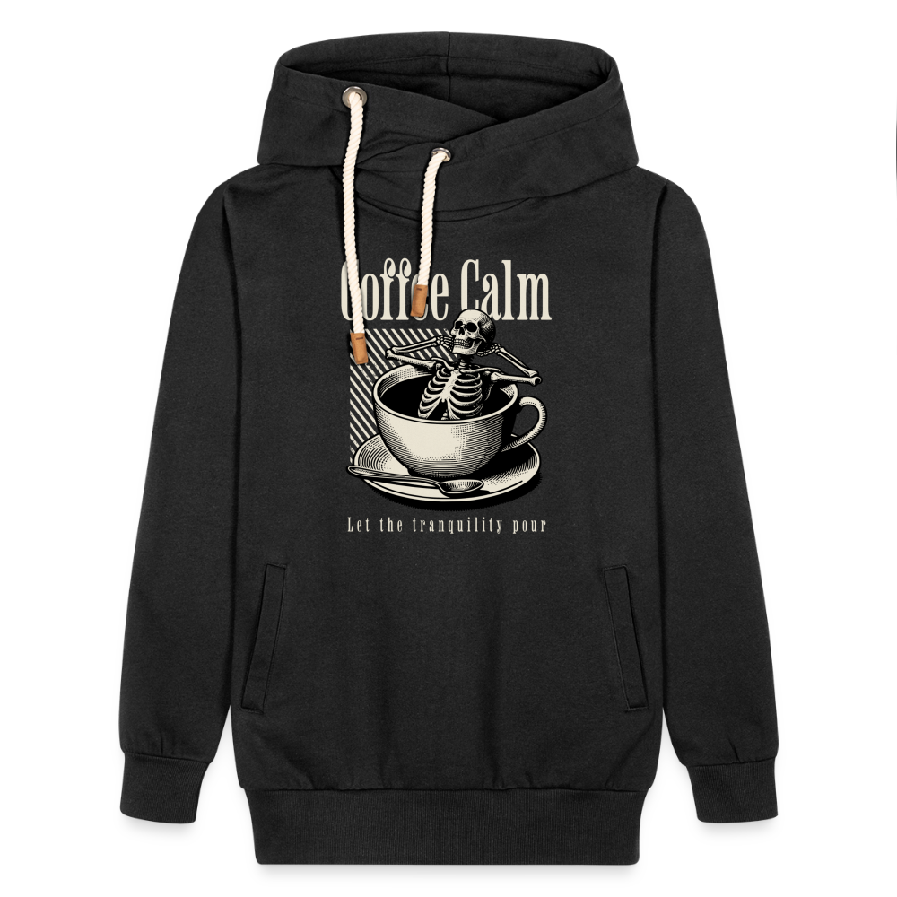 "Coffee Calm" Shawl Collar Hoodie - black