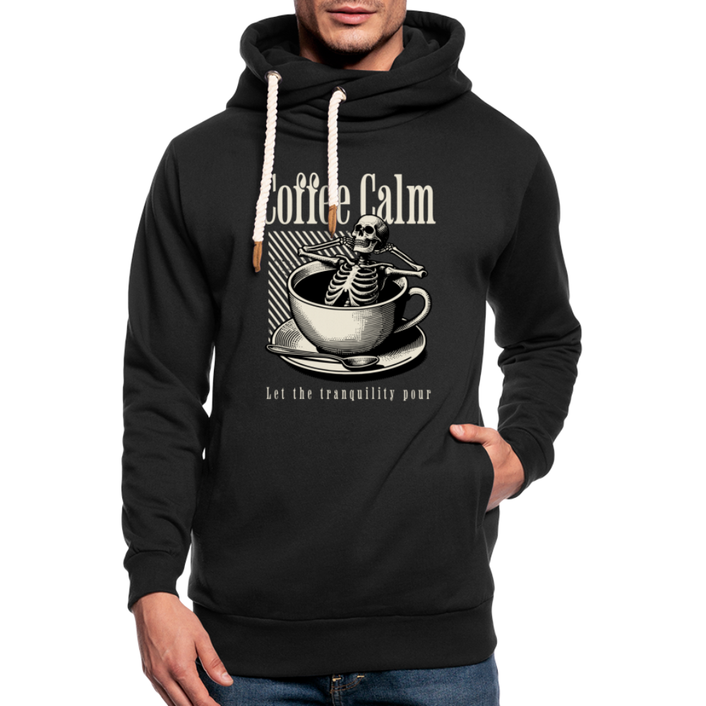 "Coffee Calm" Shawl Collar Hoodie - black