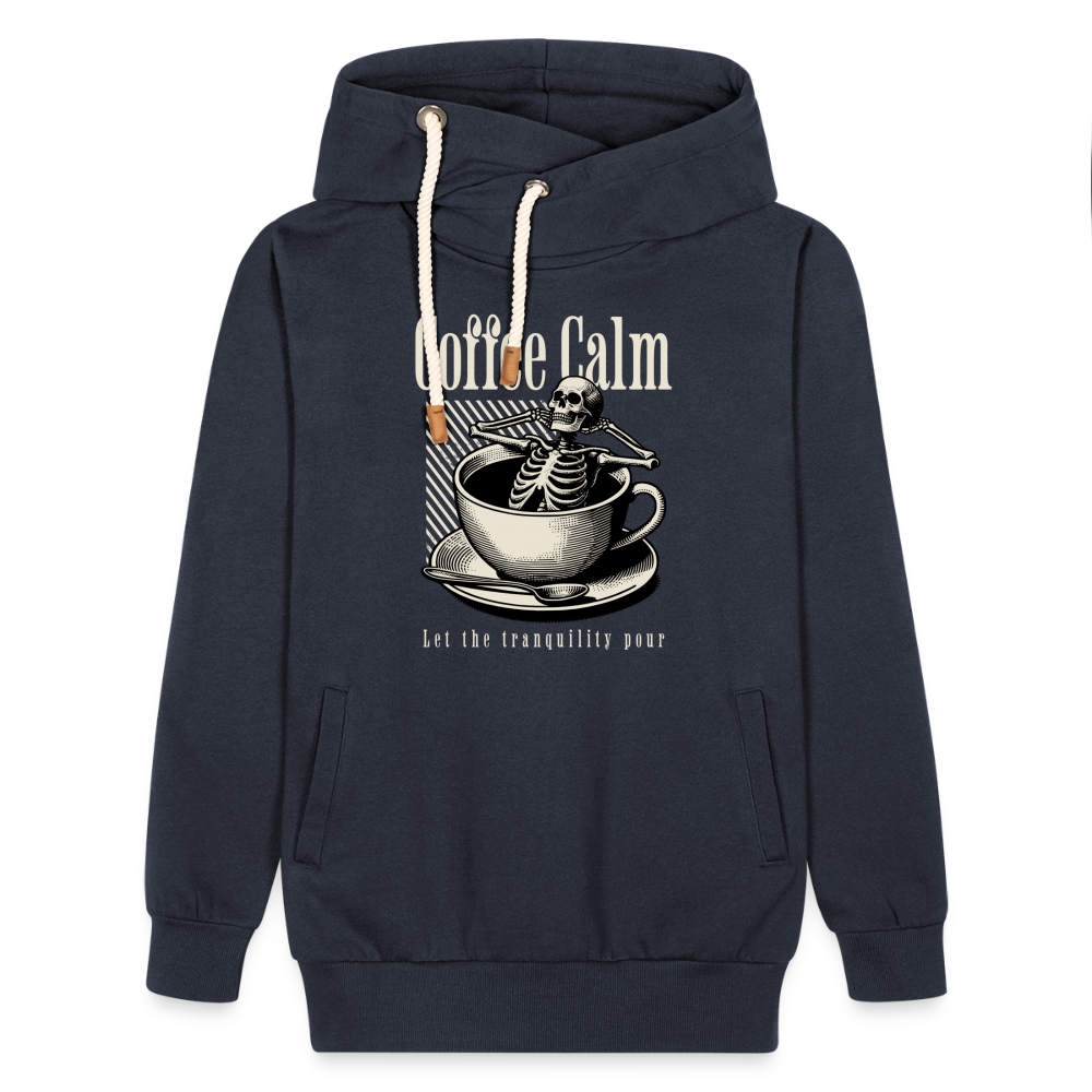 "Coffee Calm" Shawl Collar Hoodie - navy